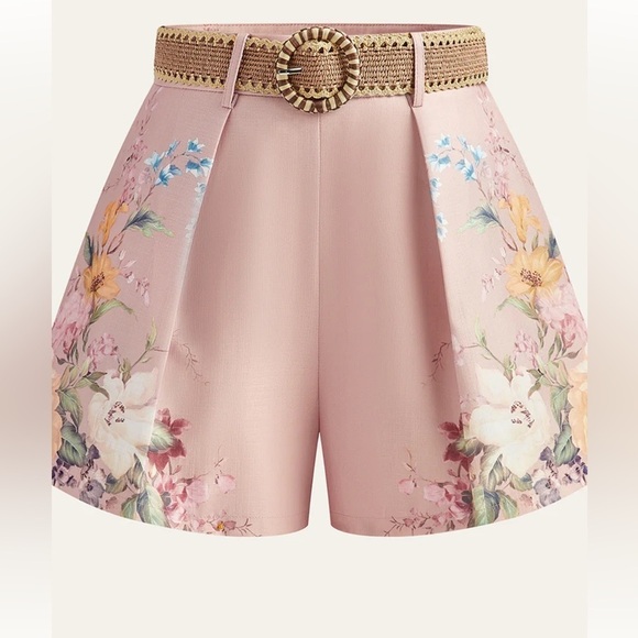 EB luxe Pants - Luxe Blush Floral High Waist Shorts
